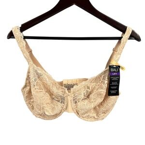 Bali Lift Bra 6543 36DD Beige Lace Underwire Full Coverage Support New